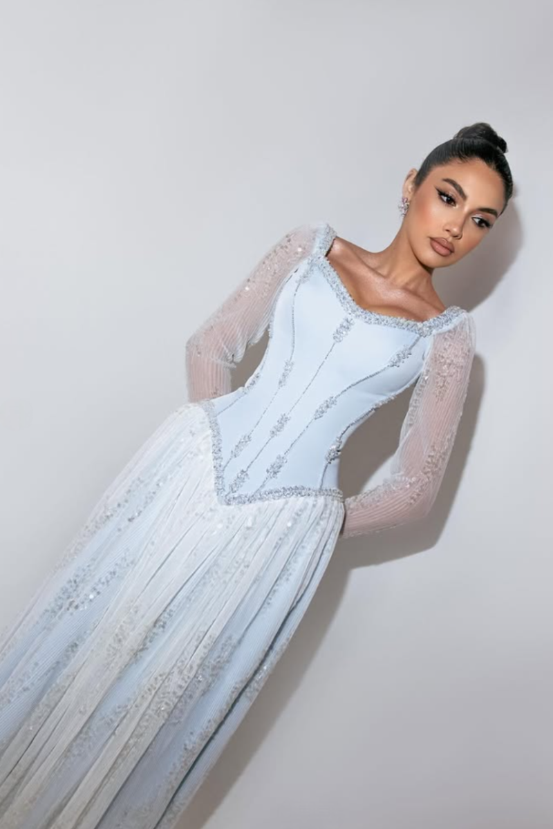 Celeste Corset Gown – Powder Blue
