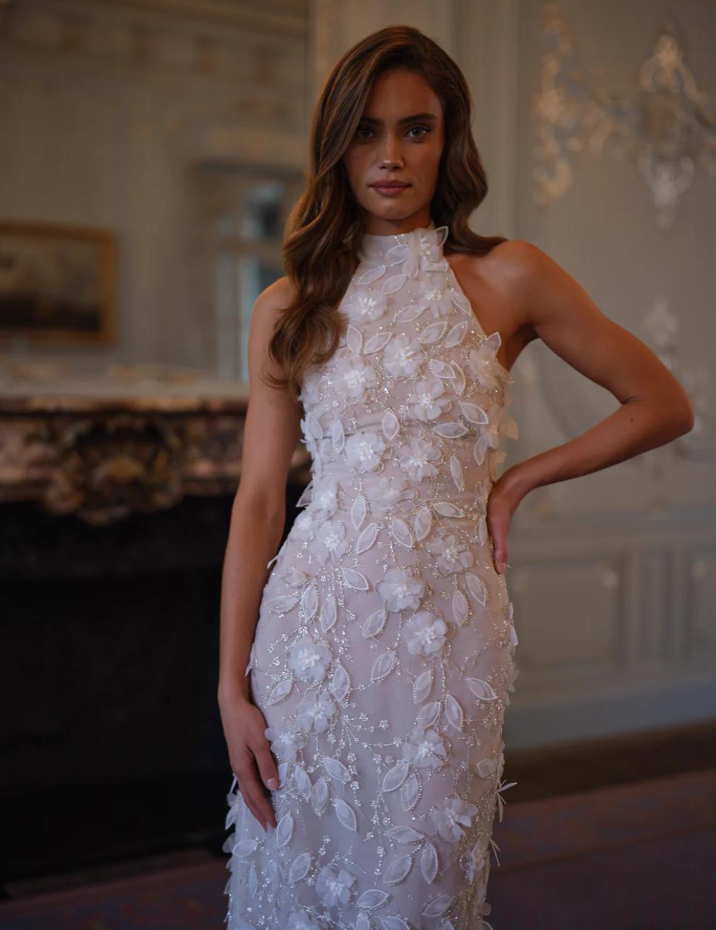 Elowen Halter Dress – Ivory Mist