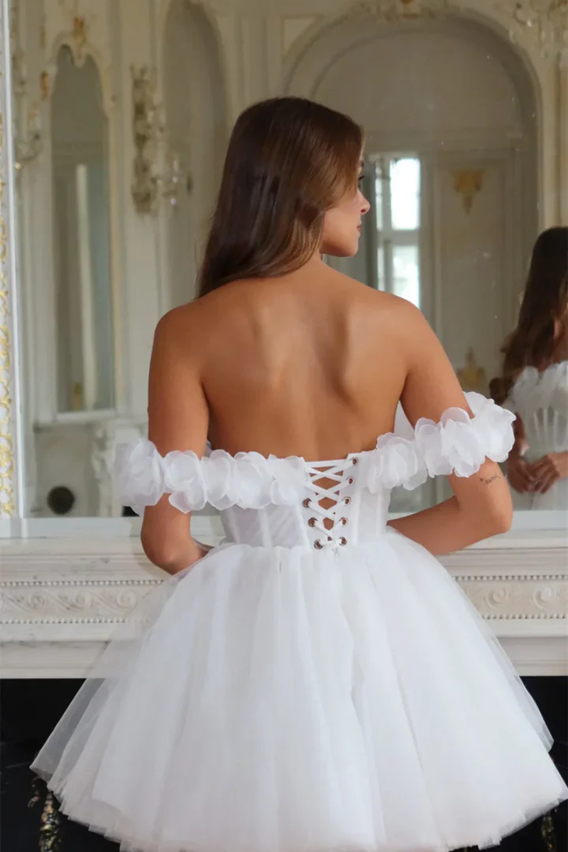 Camellia Off-Shoulder Dress – Soft Ivory