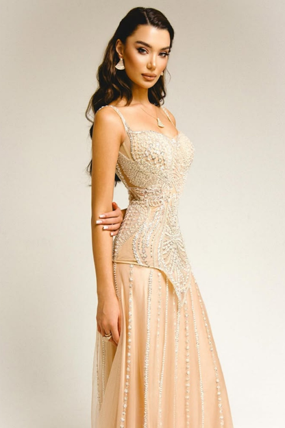 Elysia Crystal Gown – Champagne Gold