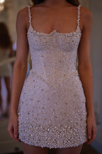 Elysia Beaded Dress – Soft Champagne