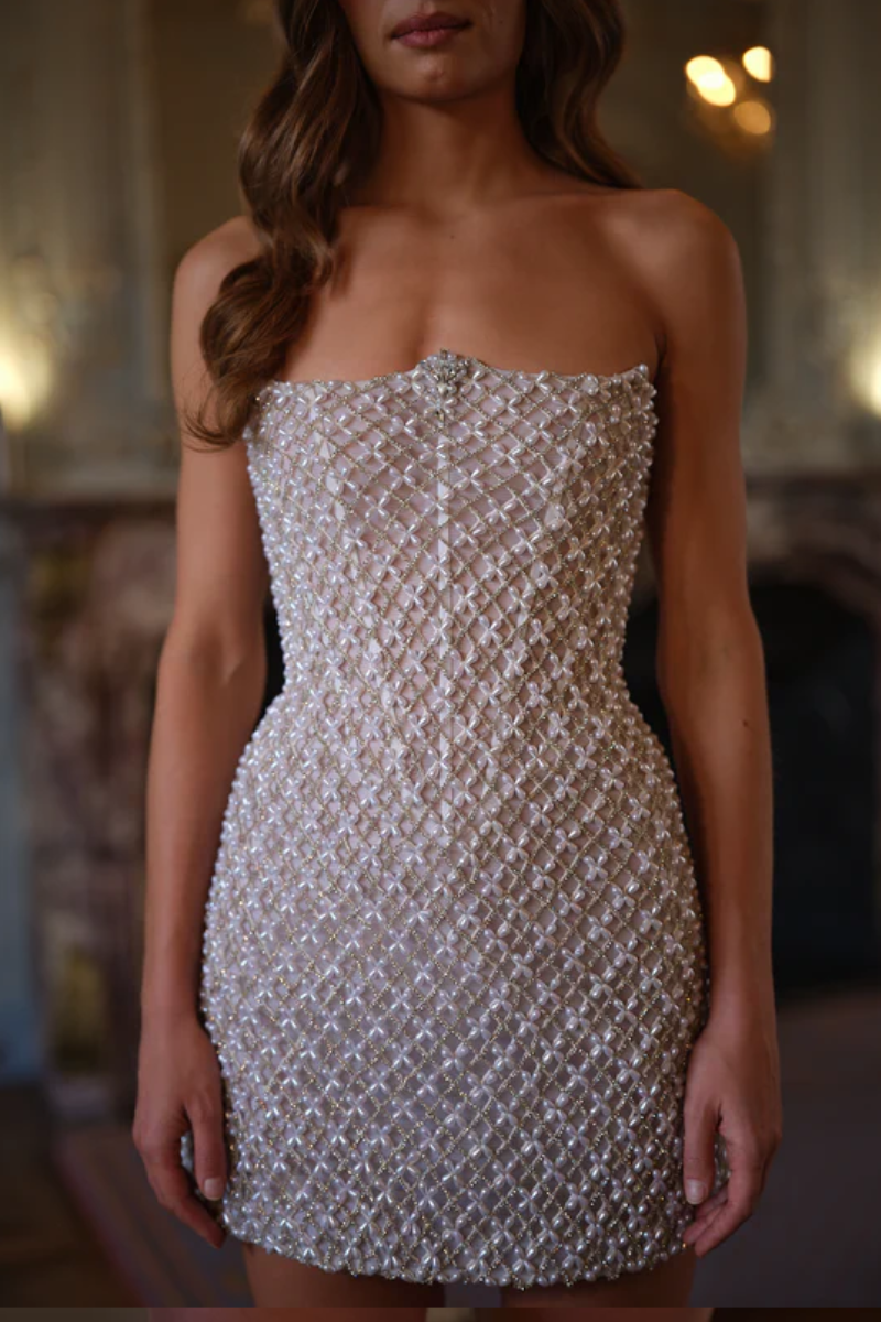 Aurora Strapless Dress – Pearl Champagne