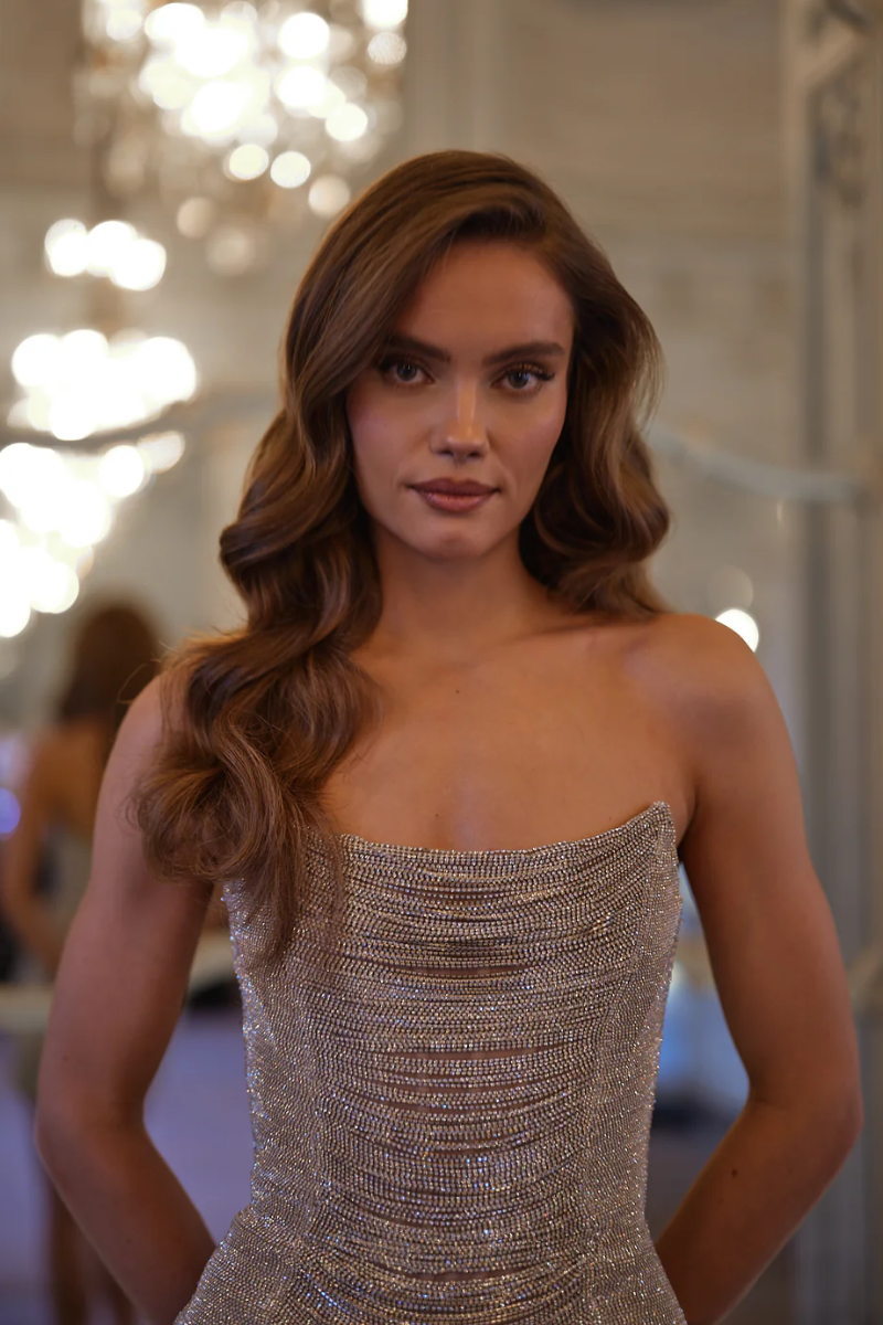 Celeste Strapless Dress – Champagne Gold