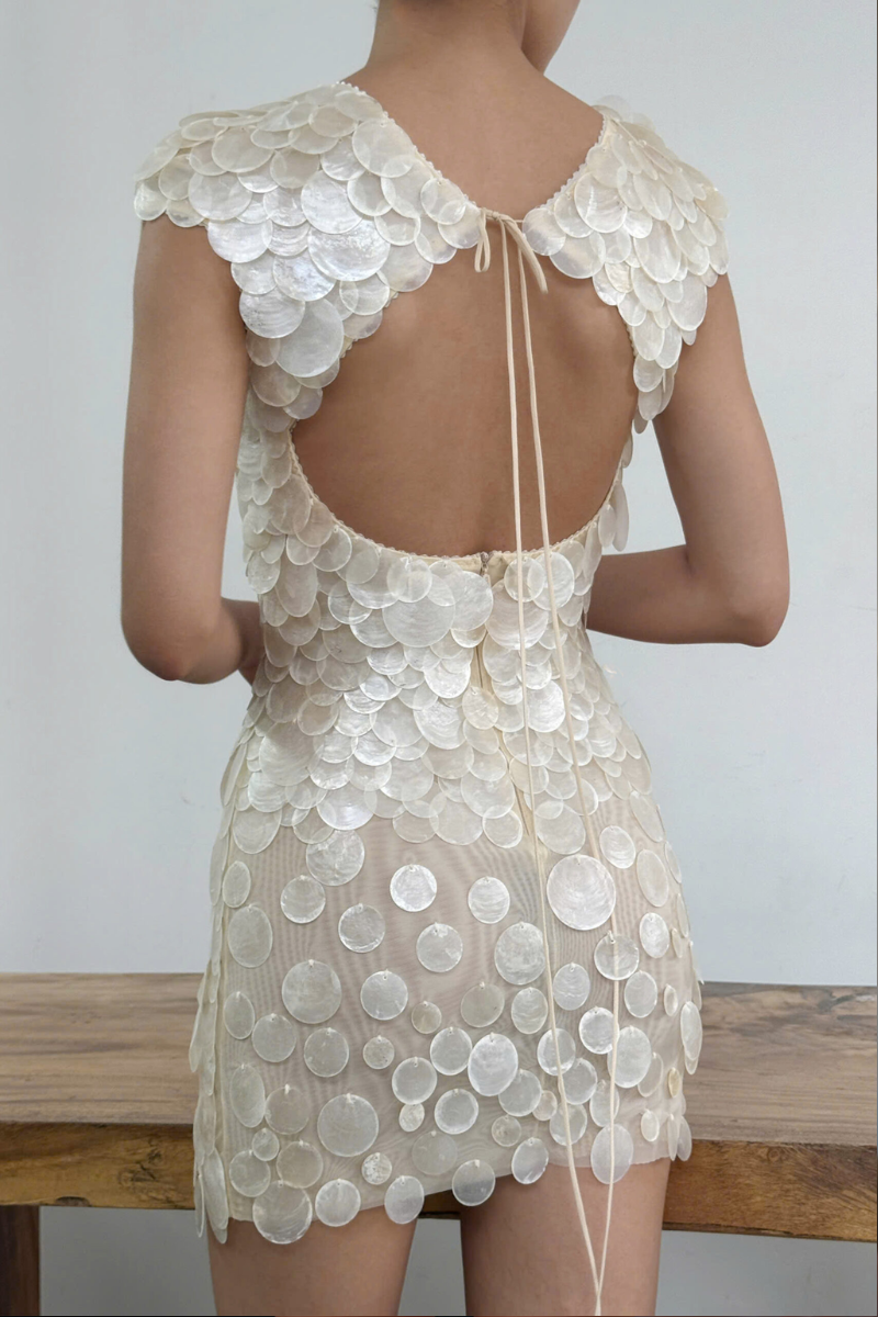 Calla Shell Dress – Soft Pearl