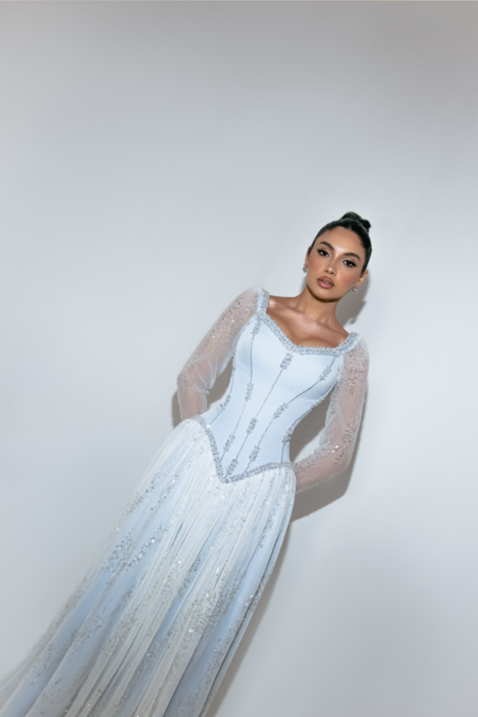 Celeste Corset Gown – Powder Blue