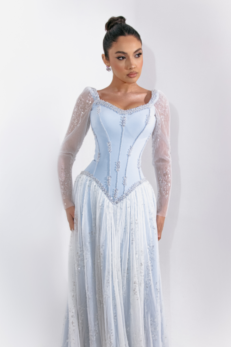 Celeste Corset Gown – Powder Blue
