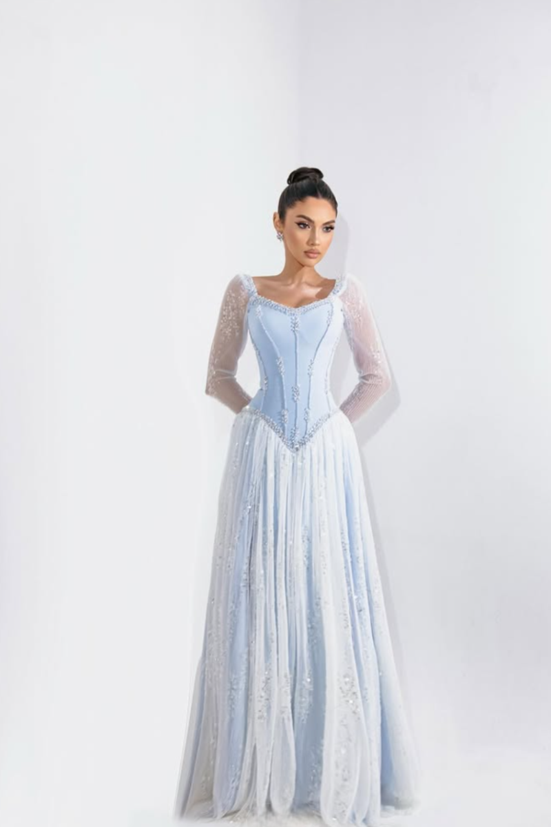 Celeste Corset Gown – Powder Blue