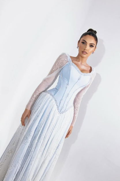 Celeste Corset Gown – Powder Blue