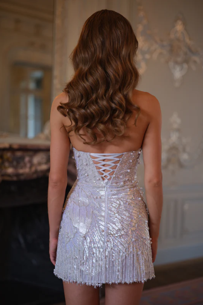 Aurora Strapless Dress – Pearl Ivory