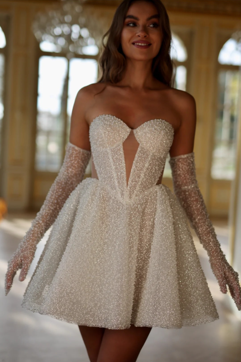 Aurelia Strapless Dress – Pearl Ivory