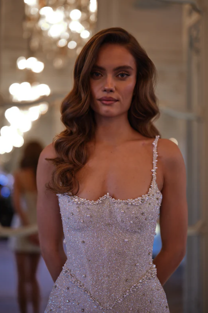 Elysia Beaded Dress – Soft Champagne