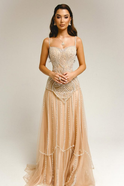 Elysia Crystal Gown – Champagne Gold