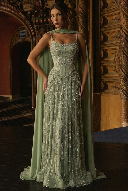 Willow Halter Gown – Sage Green