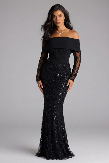 Iris Corset Dress – Midnight Black