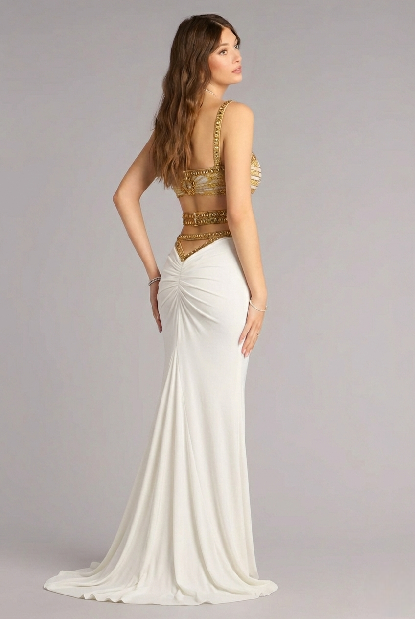 Aurelia Embellished Gown – Ivory Gold