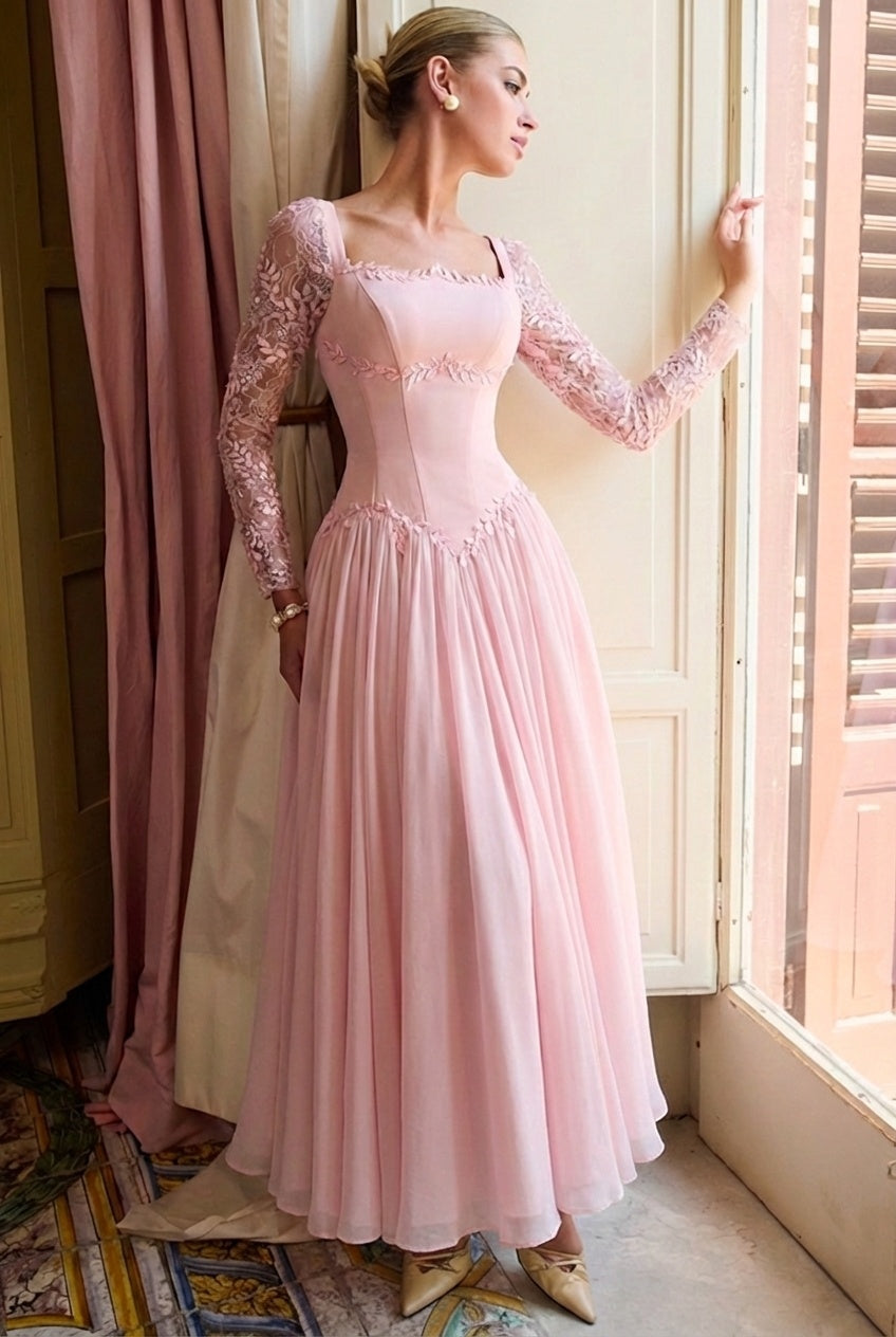 Primrose Long Sleeve Gown – Blush Pink