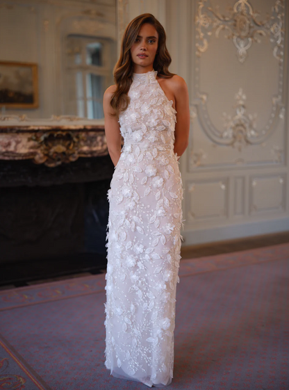 Elowen Halter Dress – Ivory Mist
